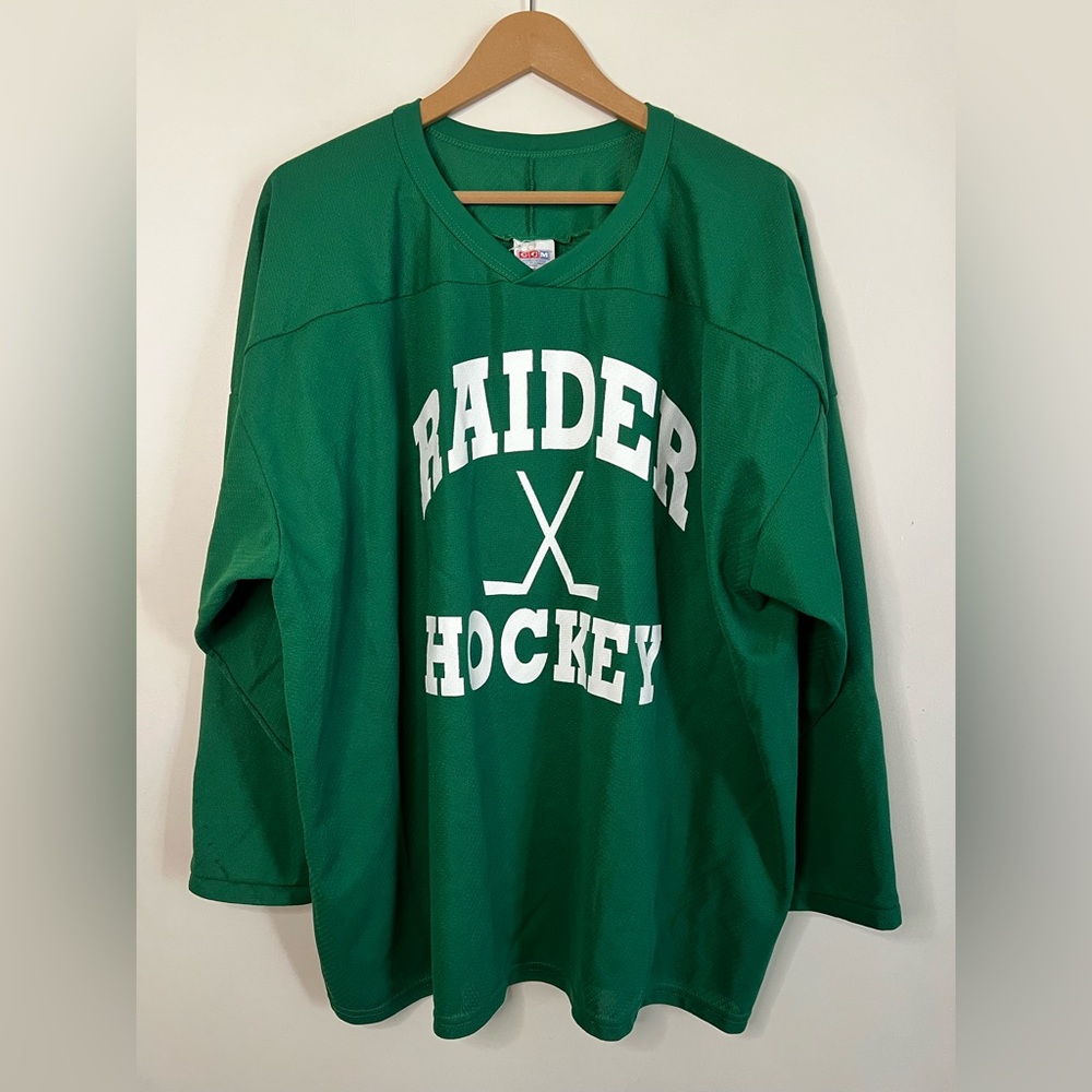 Vintage CCM Raider Hockey Green Mesh Jersey Size 2XL *FLAWS*
